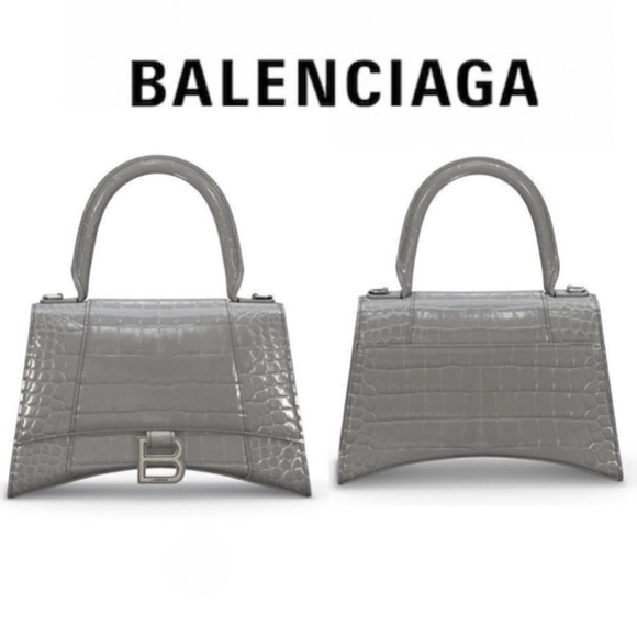 Balenciaga HOURGLASS SMALL CROCODILE EMBOSSED Crossbody Top Handle Shoulder Bag - Picture 2 of 13